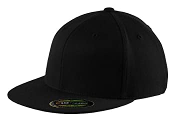 【中古】【輸入品・未使用】Port Authority メンズ フレックスフィット フラットビルキャップ, ブラック, Small-Medium