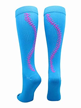 【中古】【インポート品・未当て嵌める】MadSportsStuff ソフトボール靴下 編み目入り口・入口 ふくらはぎ丈（選べる色合い） M 青色