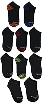 【中古】【インポート品・未当てはめる】Fruit of the Loom Boys\u0027 Big 10-Pair Flat Knit No Show Socks, Black assort, Shoe Size: 39 (Large)