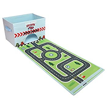 【中古】【インポート品・未当て嵌める】(ライブ記憶装置) Livememory 赤ちゃん用車手あそび 蓋つき 弾丸道路通い路つや消し 収納箱 (車は含まれていません)-瑠璃色