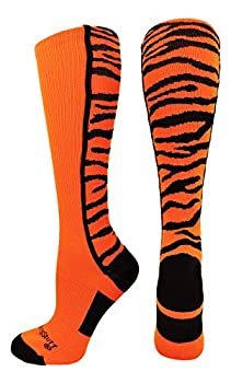 【中古】【インポート品・未当て嵌める】CrazyサファリTiger Stripe Over The Calfアスレチック靴下複数形色 S オレンジ色