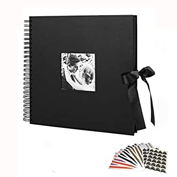 【中古】【インポート品・未当て嵌める】(25糎) - Scrapbook Photo Album 25糎 x 25糎,Black Guest Book, Wedding Guest Book, DIY Anniversary Travel Memory Scrapbooking,80 Pages(40