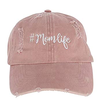 【中古】【輸入品・未使用】David & Young Women's Distressed Mom Life Embroidered Baseball Cap, Pink,