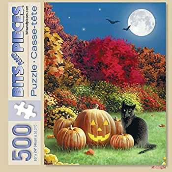 【中古】【輸入品・未使用】Bits and Pieces - 500ピース ジグソーパズル 大人用 18インチ x 24インチ - ミッドナイト - 500ピース ハロウィン 黒猫 かぼちゃ ジャック・オ｜スカイマーケットプラス