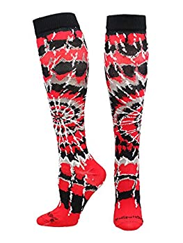 【中古】【インポート品・未当て嵌める】MadSportsStuff Crazy Tie Dye 靴下 ふくらはぎの上に - ソフトボール 蹴球など M 赤いこと