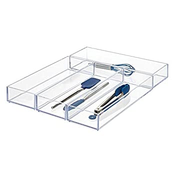 【中古】【インポート品・未当て嵌める】iDesign Clarity Drawer, Kitchen and Bathroom Organization Silverware, Spatulas, Gadgets, Large - Set of 4