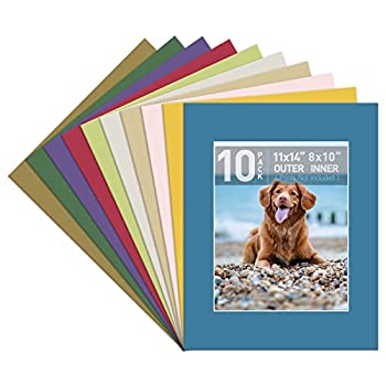 【中古】【輸入品・未使用】Golden State Art 無酸性 10枚パック 11x14 ミックスカラー ピクチャーマット ホワイトコアベベルカット 8x10写真用