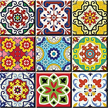 【中古】【輸入品・未使用】(Mexican Tile Art) - Mi Alma Backsplash Tile Stickers 24 PC Set Authentic Traditional Talavera Tiles Stickersl Bathroom & Kitchen Tile