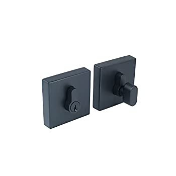 【中古】【輸入品・未使用】Design House 595702 マットブラック エンブレム コンテンポラリー スクエア シングルシリンダー デッドボルト