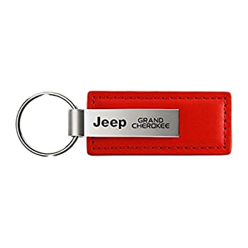 【中古】【輸入品・未使用】Jeep Grand Cherokee ジープグランドチェロキー 赤 レザー 車のキーホルダー 公式ライセンス品