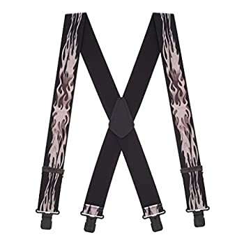【中古】【輸入品・未使用】Suspender Store サスペンダー メンズ オレンジ炎柄 幅2インチ クリップ付き US サイズ: 42" for 5'0" to 5'9" tall カラー: グレー｜スカイマーケットプラス