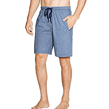 【中古】【インポート品・未当て嵌める】Hanes 01005-010052X Mens Jersey Lounge Drawstring Shorts With Logo Waistband Size 5XL, Chamber Blue Heather \u0026 Black, Pack 2