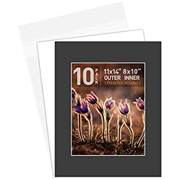 【中古】【輸入品・未使用】(11 x 14 10-Pack Complete Set) - Golden State Art, Acid free, Pack of 10 11x14 Black Picture Mats Mattes with White Core Bevel Cut for｜スカイマーケットプラス