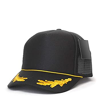 【中古】【輸入品・未使用】The Vintage Year Oak Leaves Captain メッシュ 調節可能 トラッカーベースボールキャップ, ブラック/ゴールド, One Size