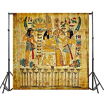 【中古】【インポート品・未当て嵌める】Yeele 7?x 7フィート Queenクレオパトラ古代エジプト・アラブ共和国猫第八芸術の周囲の状況幕ビニールColored Papyrus Painting Drawing壁画第八芸術周囲の状況謂われ因縁培養継承の第八芸術映像媒体