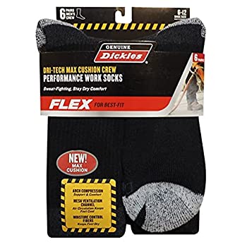 【中古】【輸入品・未使用】Genuine Dickies メンズ Dri-Tech MAX CUSHION クルーソックス パフォーマンスワークソックス (ブラック) (靴のサイズ: 6-12)