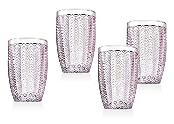 【中古】【インポート品・未当て嵌める】Twill Highball Glasses Beverage Glass Cup by Godinger ? Rose Pink ? Set of 4
