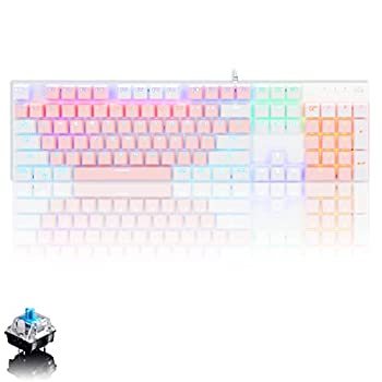 【中古】【輸入品・未使用】Basaltech メカニカルゲーミングキーボード レインボーLEDバックライト付き 104キーアンチゴーストブルースイッチ 人間工学的メタルパネル クラ