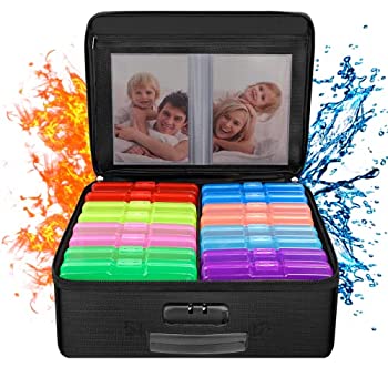 【中古】【輸入品・未使用】ENGPOW 写真収納ボックス 内側16個 4インチ x 6インチ 写真ケース(マルチカラー) ロック付きフォトオーガナイザーボックス 折りたたみ可能なポー