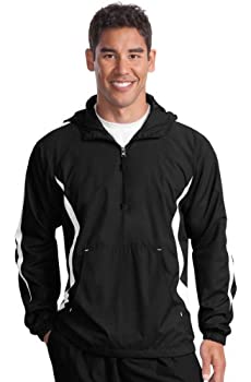 【中古】【輸入品・未使用】Sport-Tek JST63 Mens Colorblock Raglan Anorak44; Black & White - Large|スカイマーケットプラス