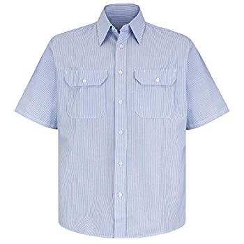 【中古】【輸入品・未使用】Red Kap Men 's Deluxe Uniformシャツ、ホワイト/ブルーピンストライプ、ショートスリーブ US サイズ: xxxx large｜スカイマーケットプラス