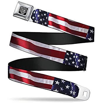 【中古】【輸入品・未使用】Buckle-Down メンズ シートベルトベルト Americana W30158 アメリカ国旗 ビビッドクローズアップ 幅1.5インチ 長さ24-38インチ
