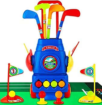 【中古】【輸入品・未使用】ToyVelt Kids Golf Club Set - Golf CartWith Wheels, 4 Colourful Golf Sticks, 4 Balls & 2 Practise Holes - Fun Young Golfer Sports Toy Ki