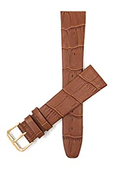 【中古】【輸入品・未使用】Bandini レザー腕時計バンド - 半光沢 - 3色展開 - 10mm、12mm、14mm、16mm、18mm、20mm (エクストラロング、XLもあります) 12MM-XL タン/ゴール