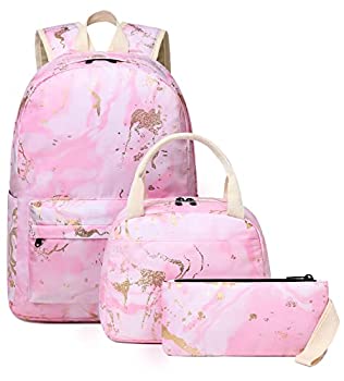 【中古】【輸入品・未使用】BLUBOON ティーンガールズスクールバックパック マーブルキッズブックバッグセット ランチボックス付き ペンシルケース トラベルラップトップバ|スカイマーケットプラス