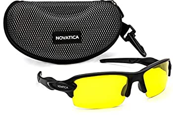 【中古】【輸入品・未使用】NOVATICA 夜間運転用半偏光TACメガネ - グレアを低減 - HDナイトビジョン - UV保護 - スポーツサングラス - メンズ&レディース - イエローTACク