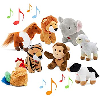【中古】【輸入品・未使用】おしゃべりする動物おもちゃセット サウンド付き (8個セット) | ジャングル&農場のおしゃべり動物 | 牛 馬 羊 雄鶏 猿 ライオン トラ 象 ぬいぐ|スカイマーケットプラス