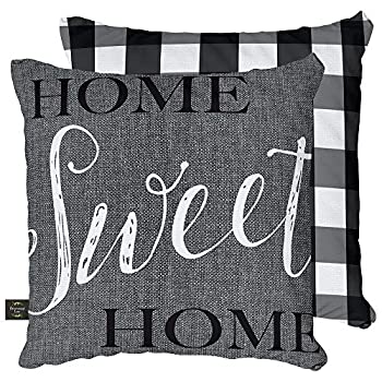 【中古】【インポート品・未当てはめる】Home Sweet Home 日常かざり付ける枕 照合のしるし柄 屋内 露天 17in x 17in ブライアーウッドレーン