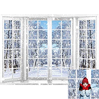 【中古】【輸入品・未使用】Allenjoy 7 x 5フィート 冬の写真撮影用背景幕 美しい自然の雪の風景 フランスの窓から背景 子供 家族 クリスマス ハッピーニューイヤー パーテ