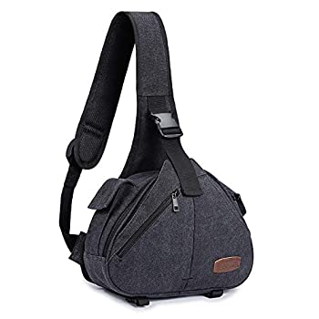 【中古】【輸入品・未使用】S-ZONE キャンバスカメラスリングバッグ デジタル一眼レフカメラ ショルダークロスボディバックパック カメラ1台/レンズ2台/三脚1台用