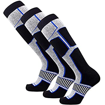【中古】【輸入品・未使用】Pure Athlete スノーボードソックス - 快適で暖かいスキー スノーボードソックス 男女兼用 (ブラック-ホワイト-ブルー - 3足パック XL)