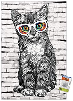 【中古】【輸入品・未使用】PD Moreno 猫メガネ壁ポスター プッシュピン付き