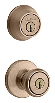 【中古】【インポート品・未当てはめる】Kwikset 96900-254 アンティーク 金管楽器 エントリー ノッブ \u0026 シングル円柱 デッドボルトパック