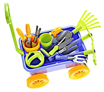 【中古】【輸入品・未使用】Dimple Garden ワゴン & Tools おもちゃセット プレミアム 15点 ガーデニングツール&ワゴンおもちゃセット ? 頑丈で丈夫 ? トップヤード、ビー｜スカイマーケットプラス
