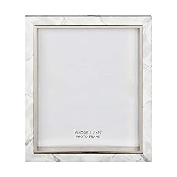 【中古】【輸入品・未使用】Happy Homewares デザイナーホワイトマーブル効果 5x7インチ 写真フレーム シルバーメタルトリム付き 8\
