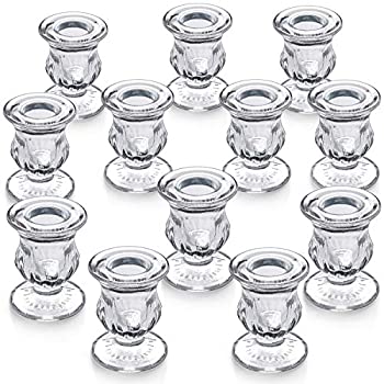 【中古】【輸入品・未使用】Letine キャンドルスティックホルダー 高さ12~2.5インチ テーパーキャンドルホルダー バルク - クリアガラスキャンドルホルダー 素朴なウェディ