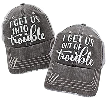 【中古】【輸入品・未使用】r2n fashion I get us into Trouble Out of Trouble レディース トラッカーハット キャップ ( I get us into Out of Trouble (2個セット))