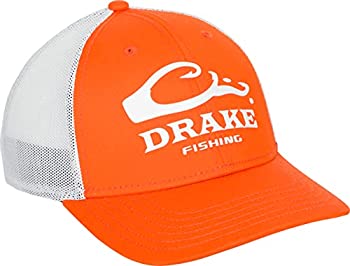 【中古】【インポート品・未当て嵌める】Drake Waterfowl DPF ストレッチフィットキャップ, オレンジ色/白いこと, XX-Large