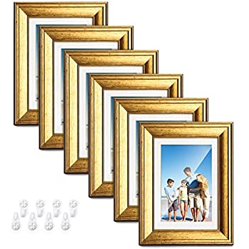 【中古】【輸入品・未使用】TWING 5 x 7 ゴールド写真フレーム 6個セット ゴールドフレーム 写真ディスプレイ 4 x 6インチ マット付き 5 x 7インチ マットなし 卓上ディスプ|スカイマーケットプラス