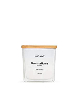 【中古】【輸入品・未使用】Matt & Nat 豪華な香り付きジャーキャンドル ナマステホーム ミディアムスクエア - グリーンティーの香り 95%大豆ワックス、5%パラフィンワック