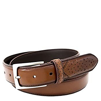 【中古】【輸入品・未使用】Florsheim 32mm ウィングチップ レザーベルト, コニャック, 34