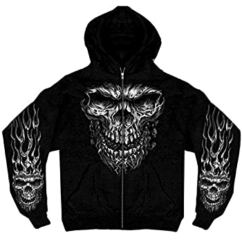 【中古】【インポート品・未当て嵌める】Hot LeathersメンズShredder Skullボンネット付き添い人トレーナー L 黒いこと 13679