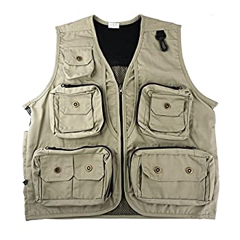 【中古】【輸入品・未使用】FoRapid サファリフォトベスト 写真撮影 旅行 ハイキング 釣り キャンプ ハンティング US サイズ: Large カラー: ベージュ