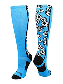 【中古】【インポート品・未当て嵌める】MadSportsStuff クレージーサッカーボールロゴ長靴下 S 青み