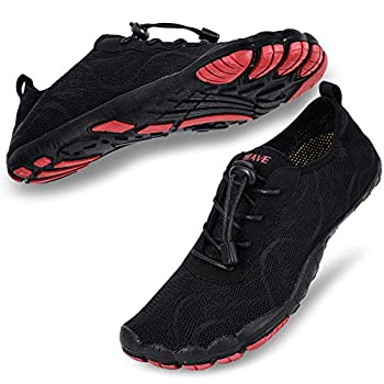 【中古】【インポート品・未当て嵌める】hiitave レディース お水シューズ 速乾 裸足 水泳ぎ 飛び込み競技 サーフ アクア 運動競技 スウィミングプール 砂浜 ウォーキング 瑜伽, 黒いこと/赤いこと