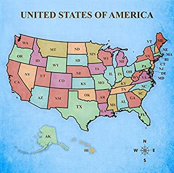 【中古】【輸入品・未使用】Posterazzi コレクション アメリカ合衆国の地図 ポスター プリント ジョセフィーナ (12 x 12)